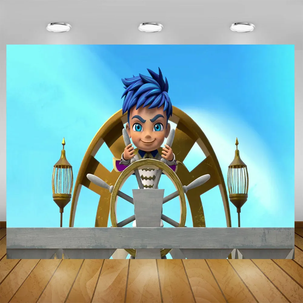 Pirate Santiago Theme Kids Birthday Party Baby Shower game Blue Sea Adventure Background Photography Kids Faovr Decoration Props