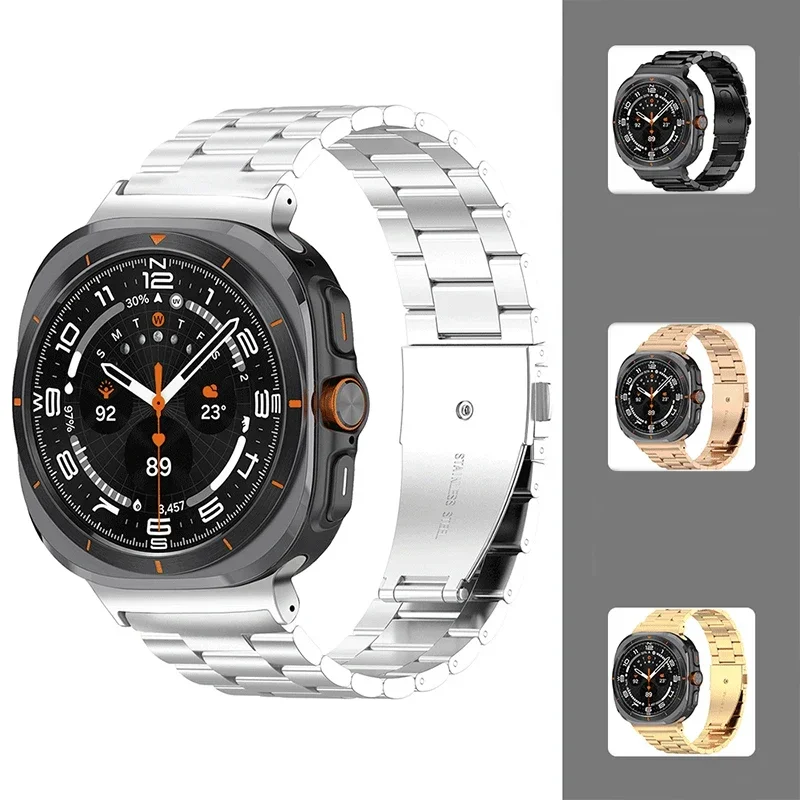 Correa de acero inoxidable de ajuste rápido sin huecos para Samsung Galaxy Watch 7 Ultra 47MM correa de reloj inteligente de Metal para reloj 7 pulsera ultra