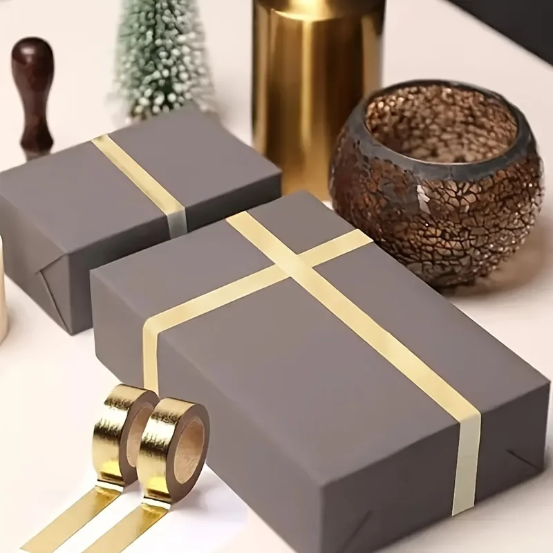 5Pcs Gold Foil Washi Tape - Metallic Shiny Decorative Masking Tape for DIY Crafts, Scrapbooking, Journaling & Gift Wrapping