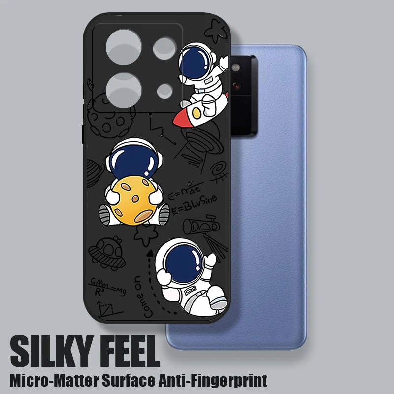 Cute Astronaut Phone Case For Xiaomi Redmi Note 14 13 12 Pro 5G 14 13 Pro Plus Note 13C 11 13 14 4G Soft Silicone Lanyard Cover