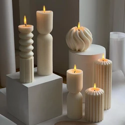 Classic striped cylindrical candle silicone mold geometric cylindrical thick striped acrylic candle mold Roman column PC mold