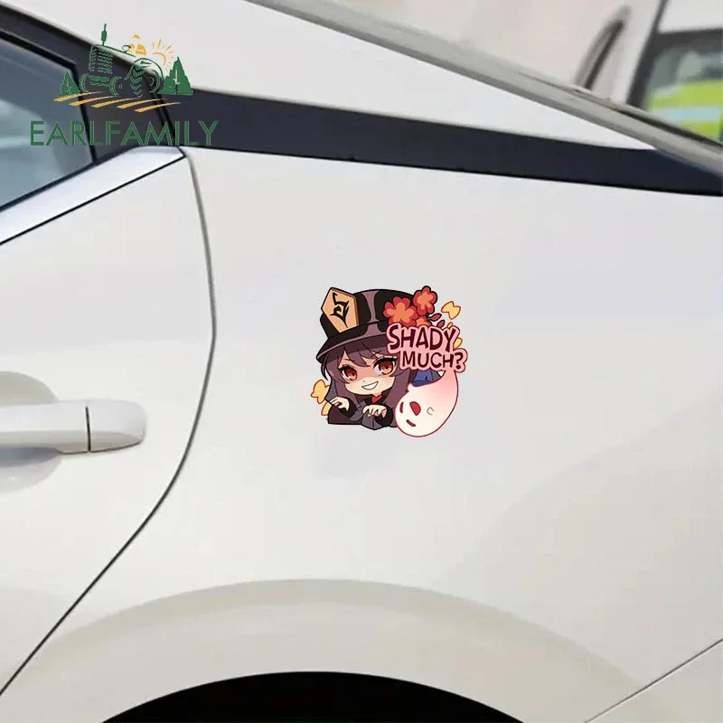 EARLFAMILY 13cm for Genshin Impact Meme Cute Car Stickers Fashionable Simple Decals Scratch-Proof Creative Car Styling Decor