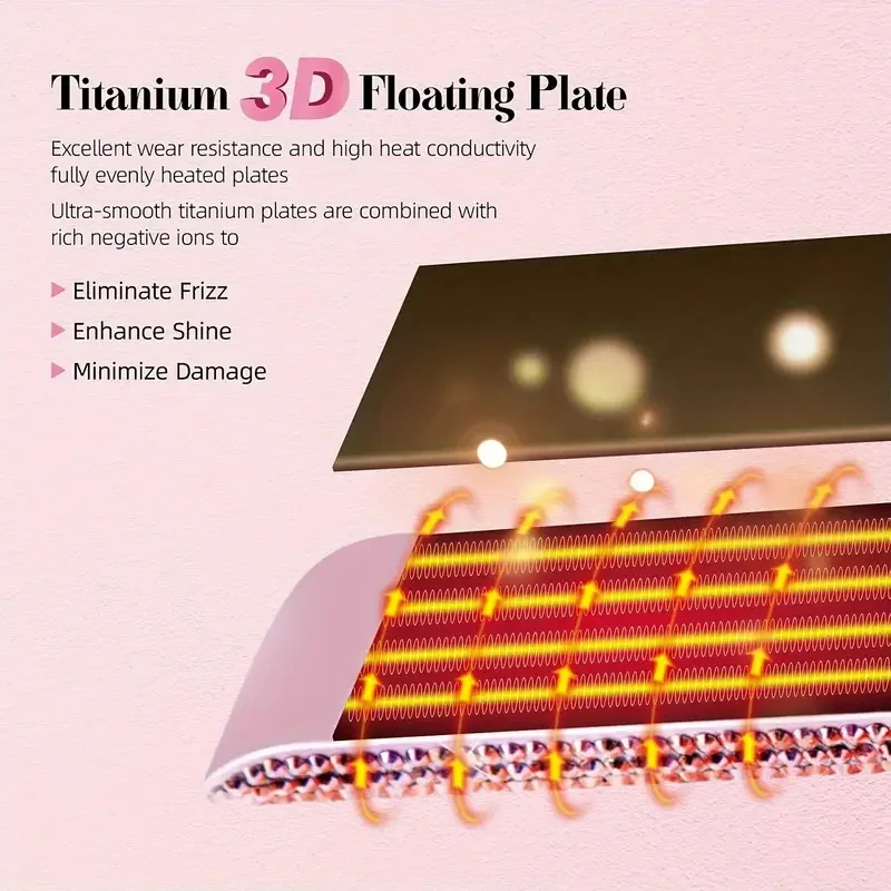 مكواة شعر تيتانيوم احترافية ، مكواة مسطحة مزدوجة الجهد ، شاشة LCD ، مكواة أطباق 2 بوصة ، حجر الراين ، أدوات شعر