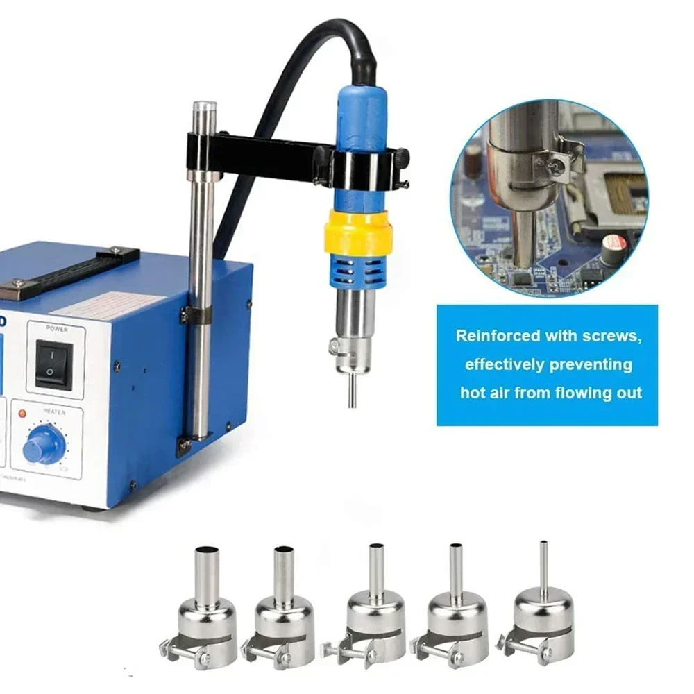 5Pcs Hot Air Nozzle 45 Degree Curved Angle Welding Nozzle Set For 850 852D 898 Soldering Station Hot Air Desoldering Station