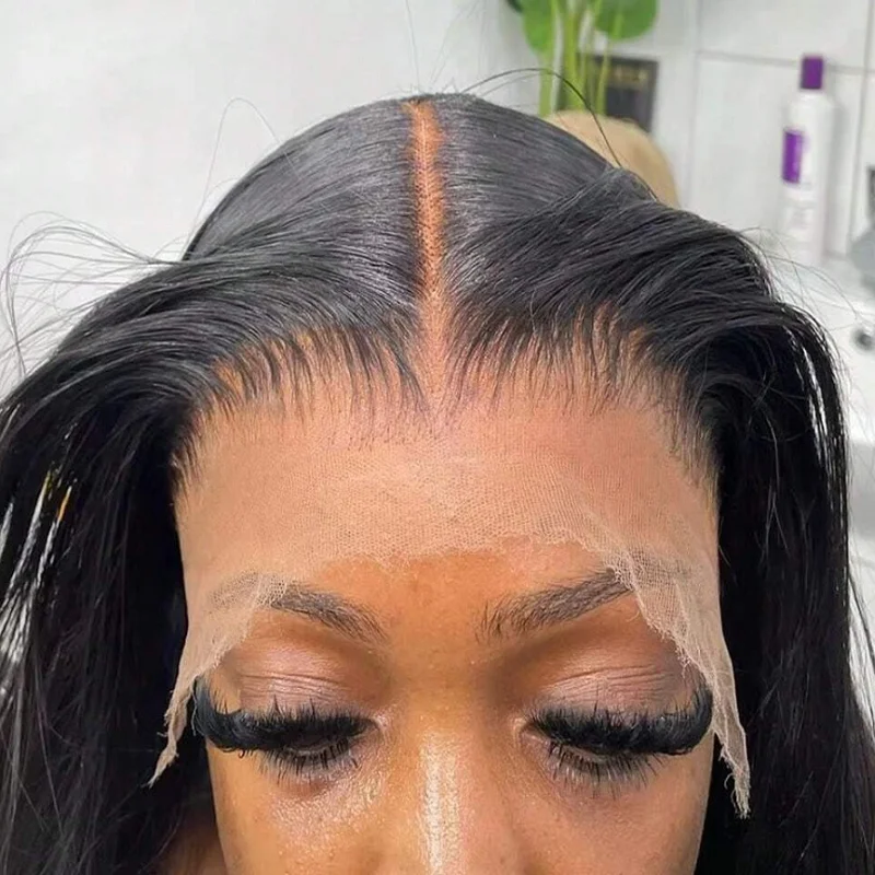 

13x4 Straight Lace Frontal 180 Density 100% Human Hair For Women Pre Plucked Bleached Knots Brazilian Transparent Lace Frontal