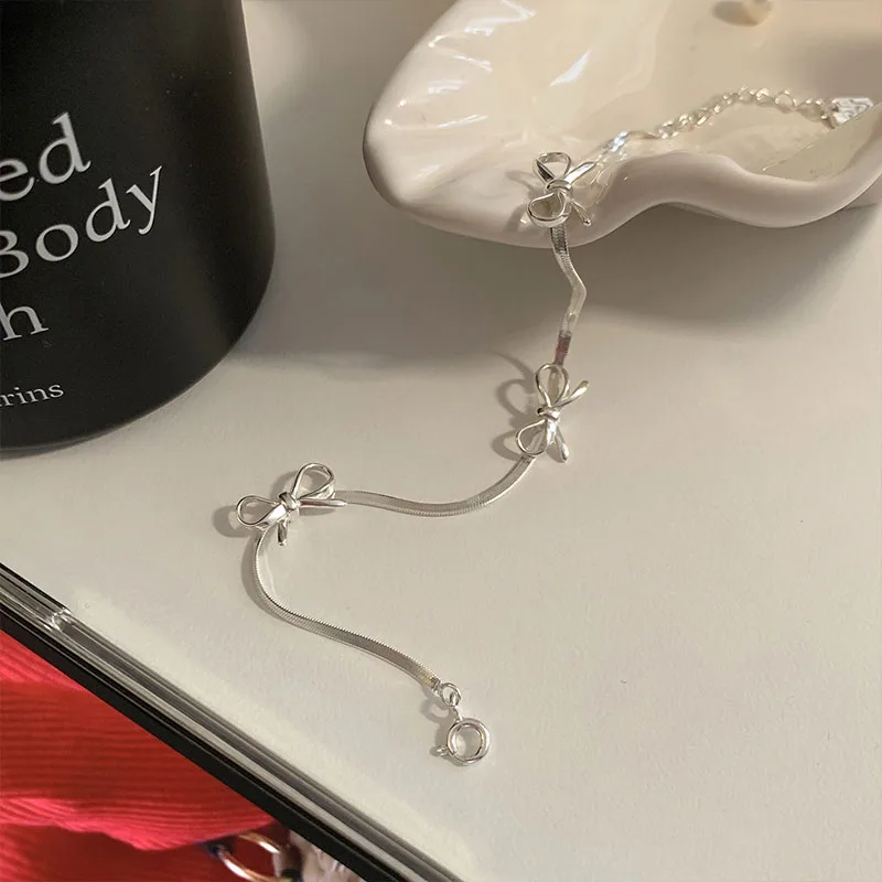 925 Sterling Silver Bow Bracelet With Sparkling Temperament Snake Bone Chain Bracelet Suitable For Wedding Jewelry Gifts