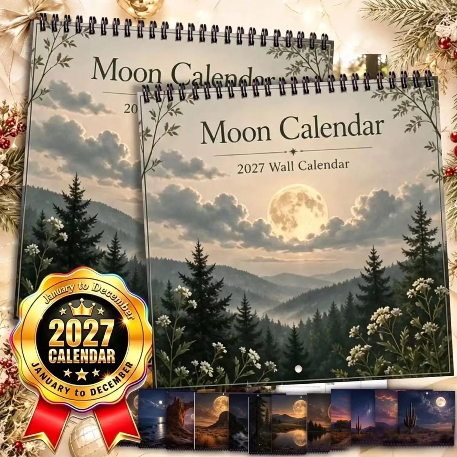 16 Patterns 2027Christmas Wall Calendar 12 Month Monthly Organizer New Year Wall Calendar Planner for Home Office School Meeting