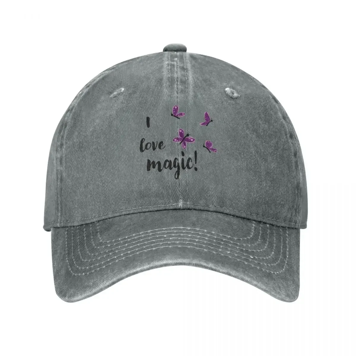 I Love Magic Butterflies Baseball Caps Fashion Washed Denim Hats Outdoor Adjustable Casquette Streetwear Baseball Cowboy Hat