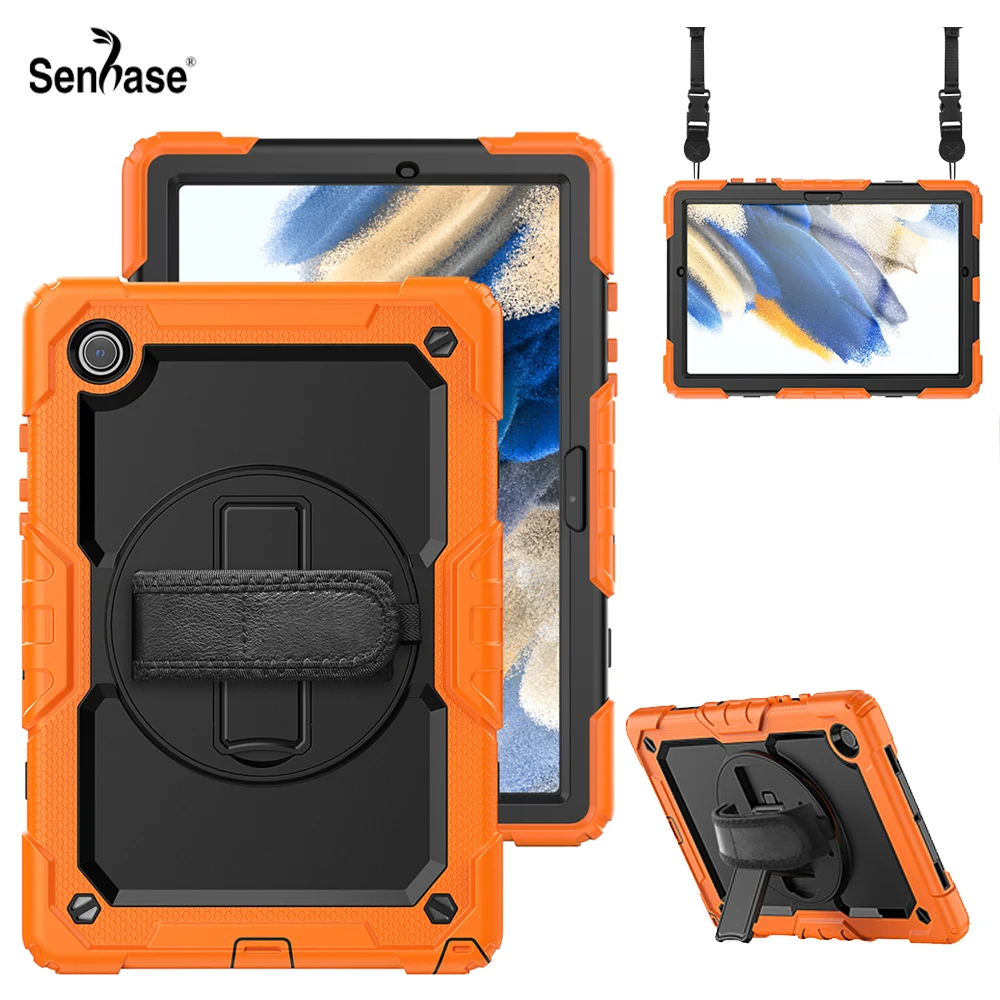 Funda para tableta Samsung Galaxy Tab A8 de 10,5 pulgadas, protector de SM-X200 de 2021 SM-X205, a prueba de golpes, con soporte de rotación de 360 grados, con correa para el hombro