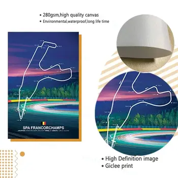 Formule 1 Nurburgring Monaco Imola okruh plátno obraz F1 plakáty a tisky nástěnné obrazy pro obývací pokoj domácí dekorace 10 nejlepší prodej okruh v Monaku - №8