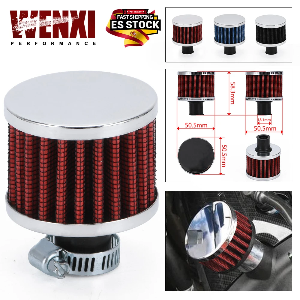 Universal 12mm Car Air Filter for Motorcycle Cold Air Intake High Flow Crankcase Vent Cover Mini Breather Filters