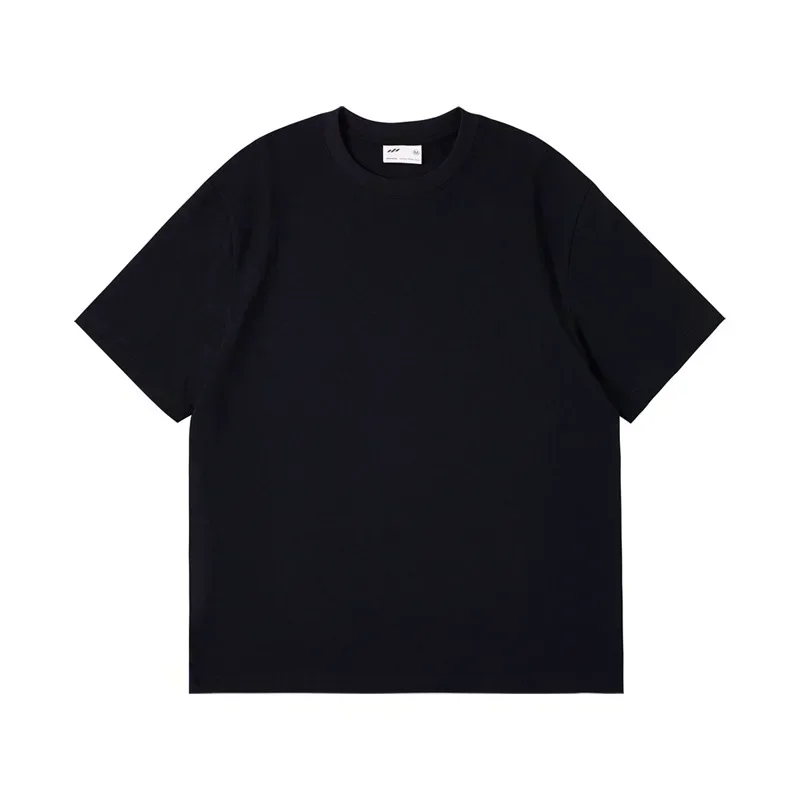 Combed cotton 240g heavy-duty pure cotton double yarn short sleeved t-shirt men's trendy brand solid color round neck top image 3