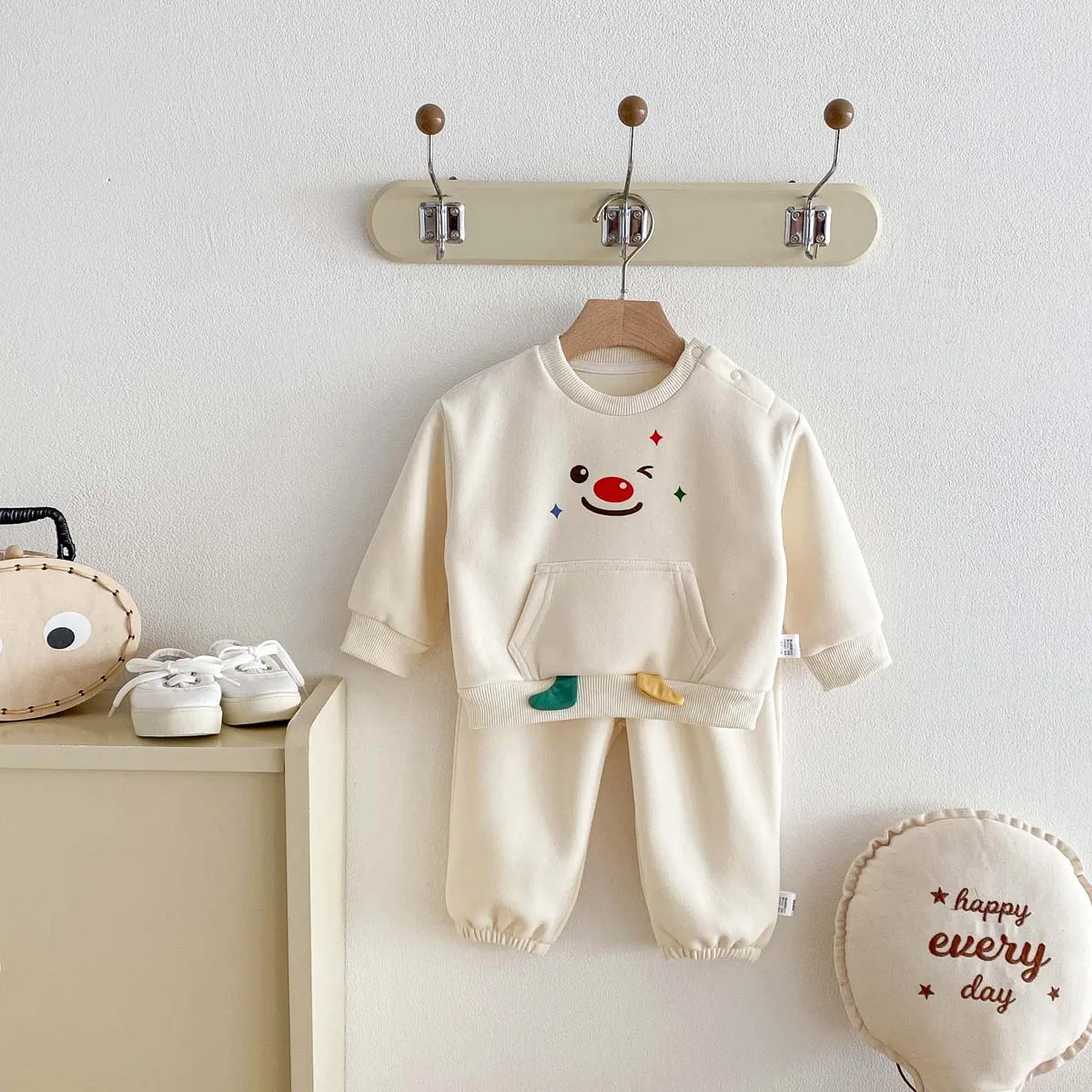 سترات بأكمام طويلة كرتونية لطيفة للغاية للخريف والشتاء للأولاد والبنات مع بنطال ملون بدلة مكونة من قطعتين، للأولاد للربيع والخريف #2