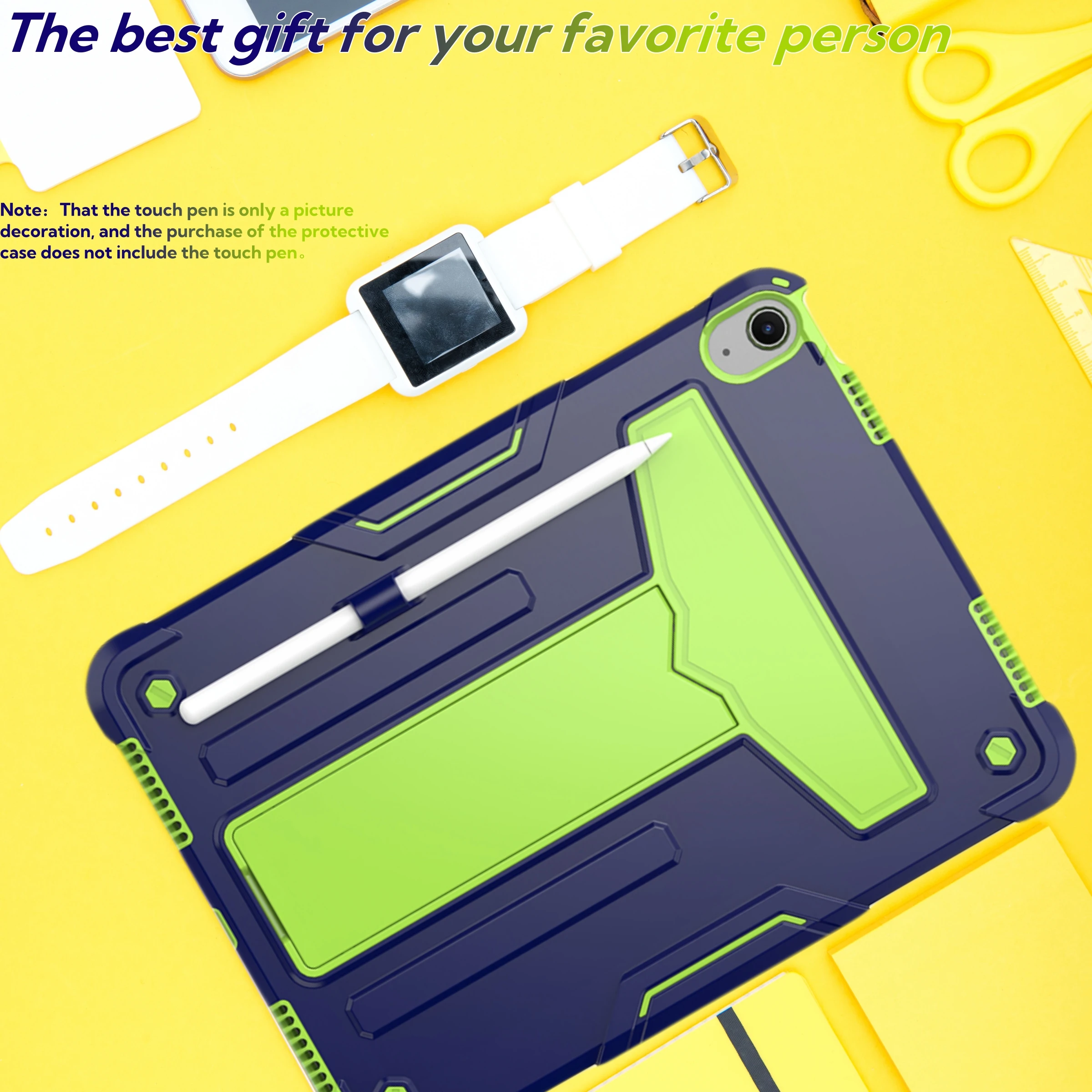 

Чехол для iPad Air7/6 11 2024/Air5/4 10.9 2022, ударопрочный защитный чехол с подставкой и держателем для стилуса