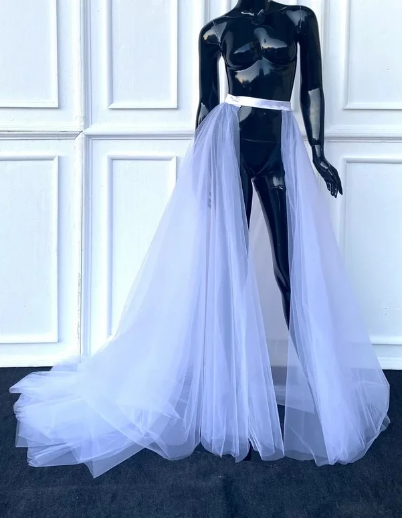 

4 layer Tulle skirt with train / detachable wedding dress / detachable pure wedding dress / Tulle long skirt with train
