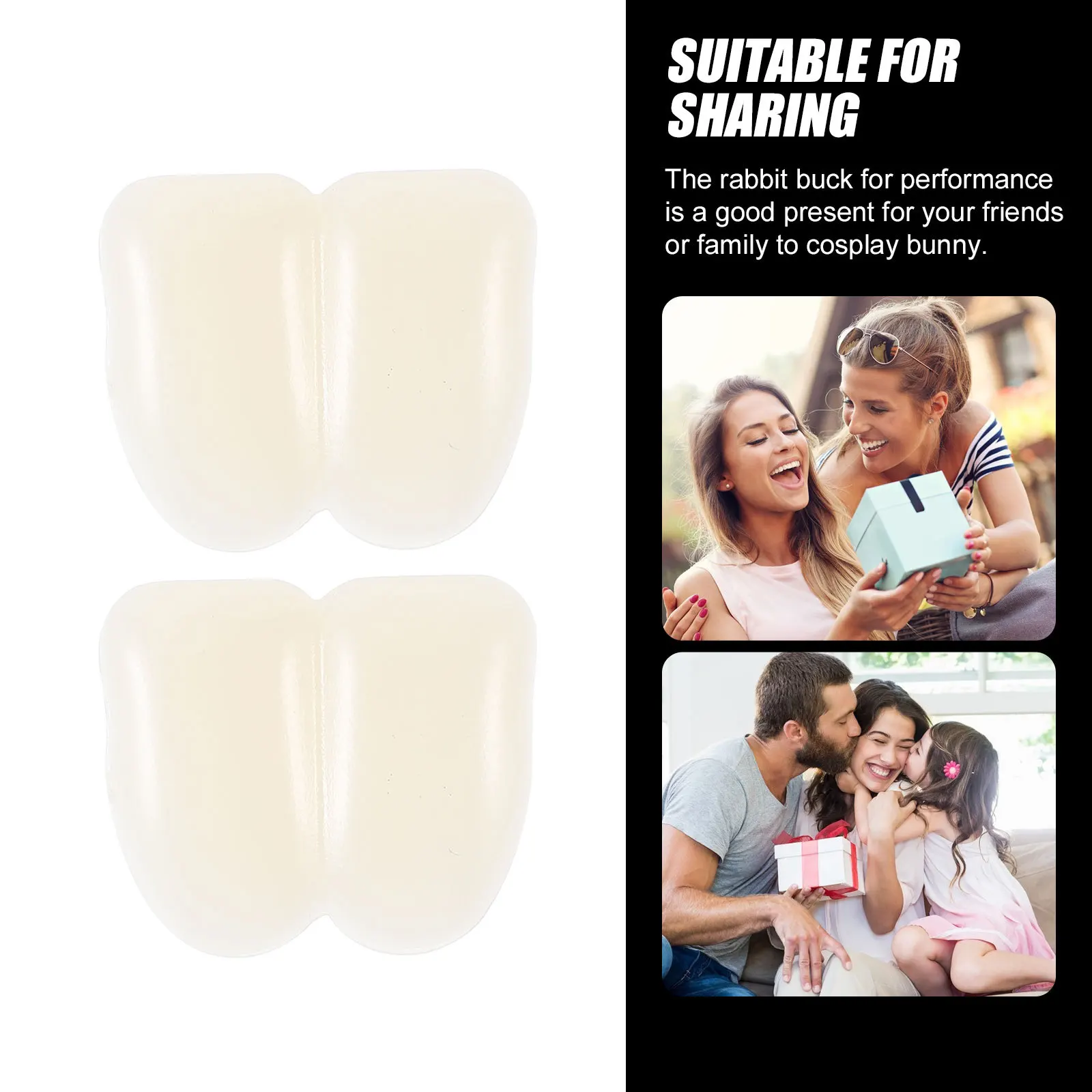 

2 шт., смоляные зубы кролика, яркий дизайн для Хэллоуина, косплея, вечерние реквизит в виде кролика, аксессуары, декоративный реквизит в виде кролика