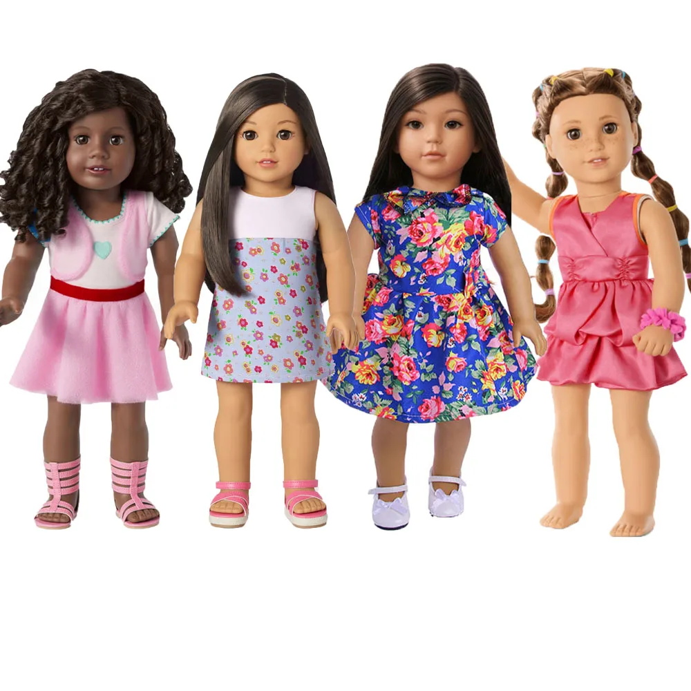 Kawaii 봄 인형 옷 세트 43cm 태어난 아기 인형, 18 인치 미국 인형 소녀 장난감, 생일 선물