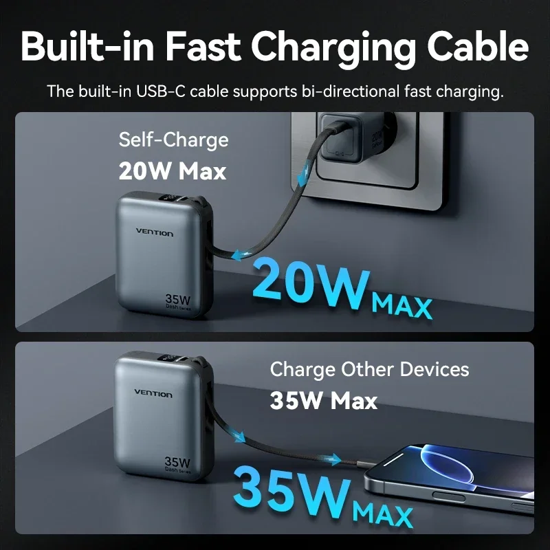 Vention 10000mAh 35W Fast Charge Power Bank 3