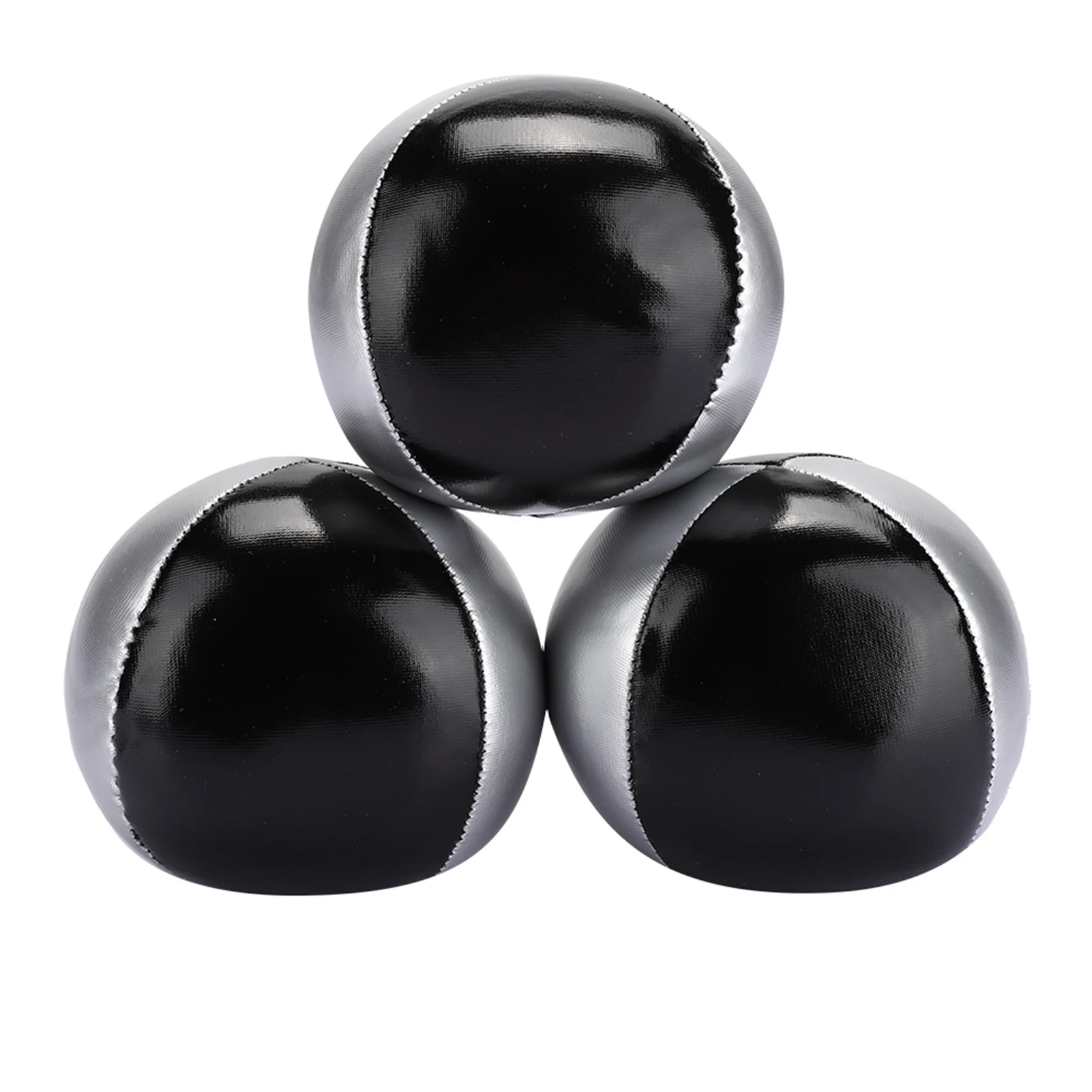 Outdoor Acrobatic Ball, 3PCS Silver Black PU Leather Indoor Leisure Portable Juggling Ball Performance Props