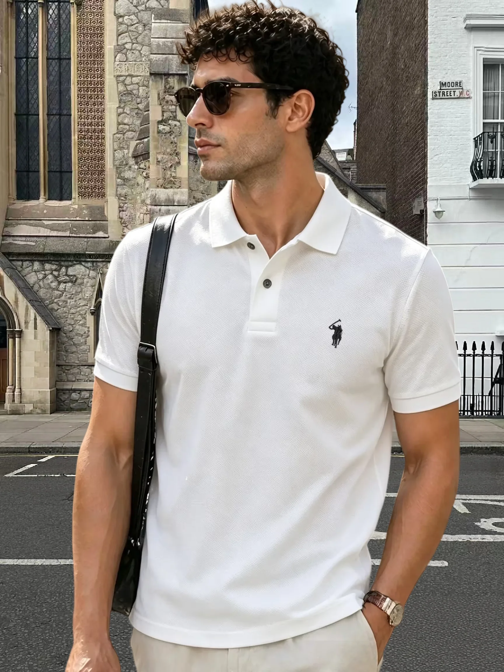 Polo Shirt Equestrian - 上質コットン100%通気性半袖男性2026年夏定番ポールブランド馬術刺繍カジュアル快適ポロシャツ