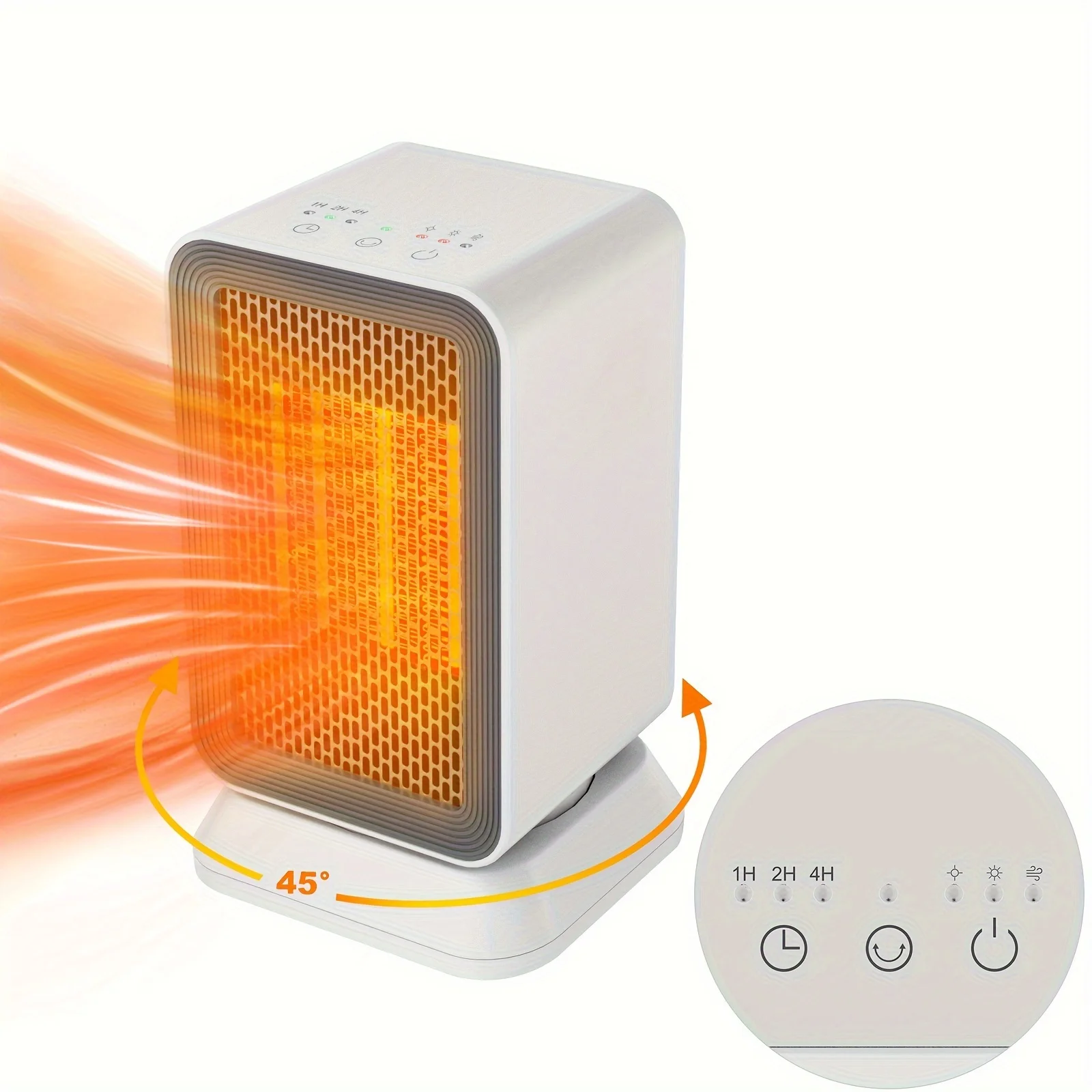 

Space Heater with 3 Modes, 1000W Energy Efficient Quiet Mini Portable Heater, 45° Ceramic Fast Heater with Timer & Auto Shut Of