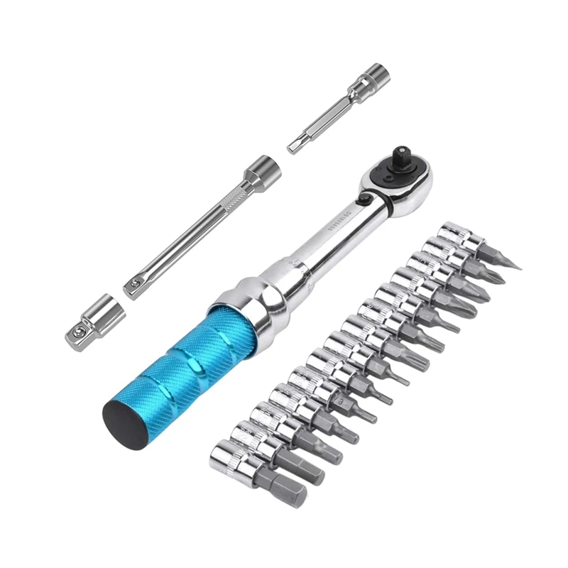 Torque Wrench For Bicycle And Motorcycle, 1/4 2-15Nm MINI Torque Accuracy Repair Tool With 3/8Inch Adapter,Extension Spare Parts