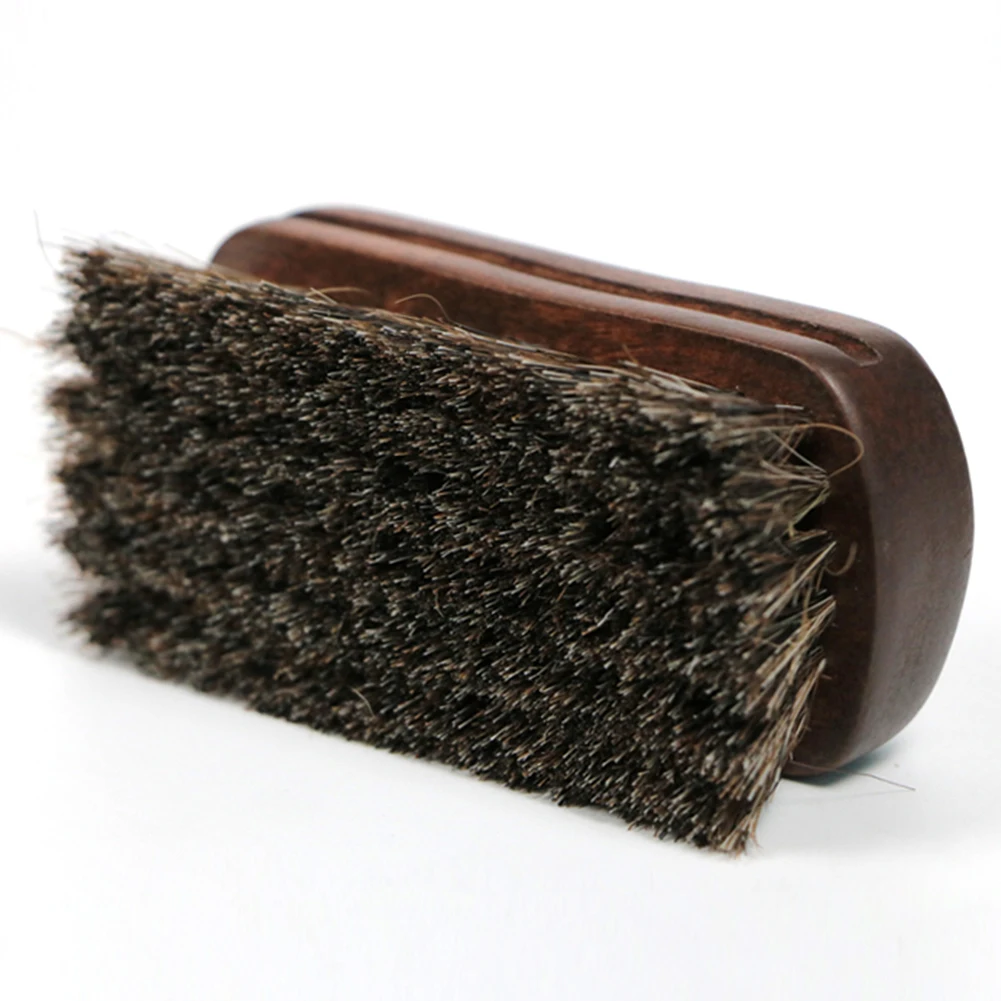 Shine Polishing Brush Auto Wash Horsehair Leather Textile Cleaning Brush for Car Interior Furniture Apparel Bag