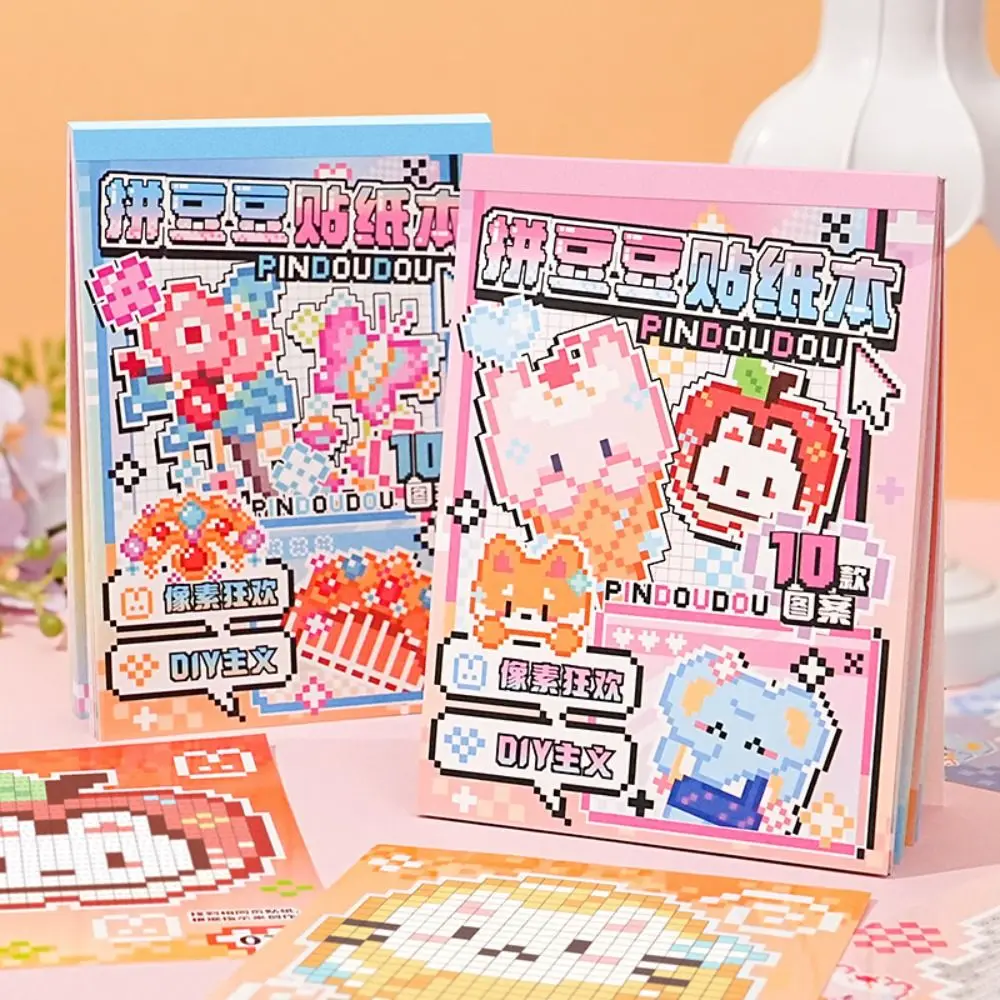 

Cute Pixel Style Coloring Sticker Book Washi Paper DIY Collage Beans Stickers Gift Cartoon Scrapbook Sticker Diary Decoration