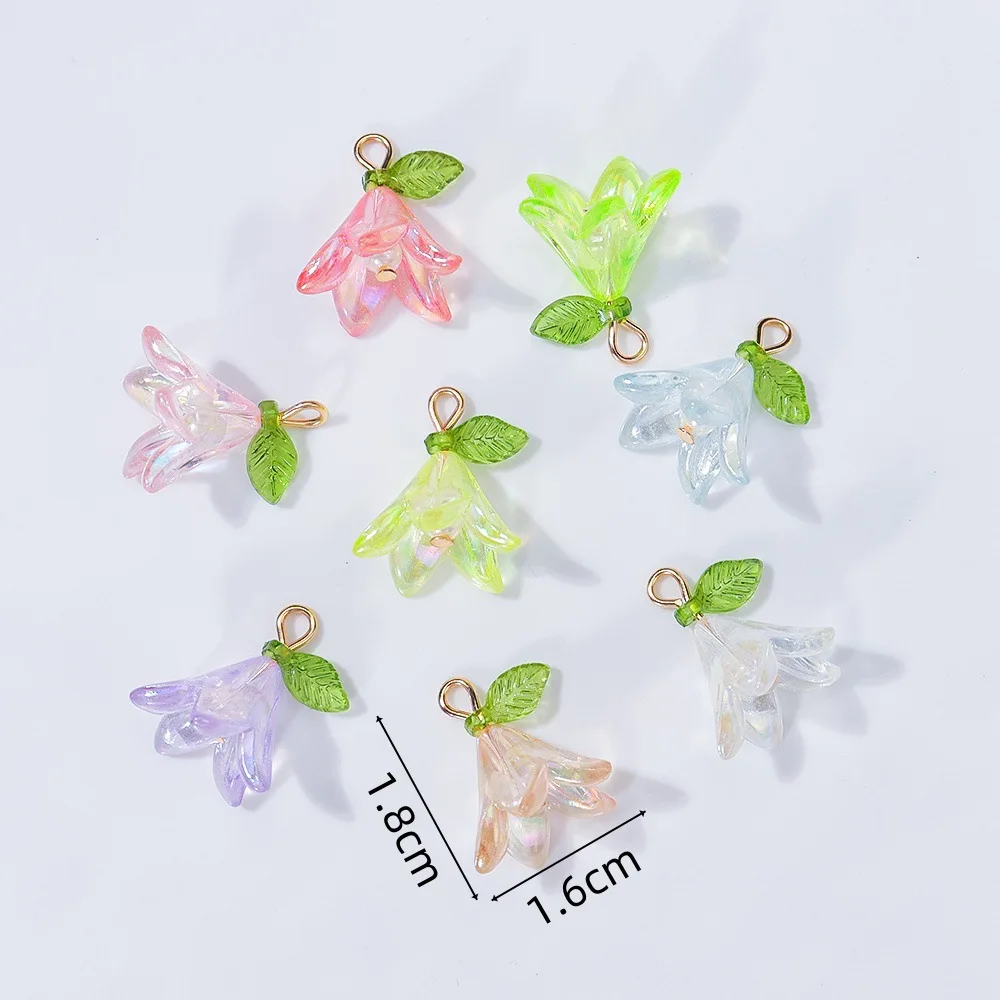 20pcs Cute Pearl Lily Flowers Pendant Green Leaf Flower For DIY Jewelry Making Accessories Handmade Earring Necklace Bracelet image 4