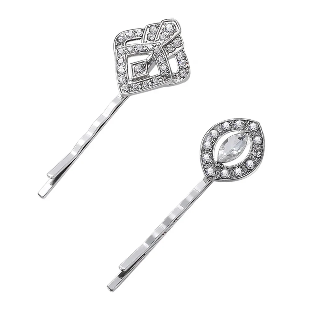 

BABEYOND Vintage Hair Pins Clips for Women 1920s Crystal Rhinestone Feather Hair Pins Great Gatsby Hair Piece (A-Silver)