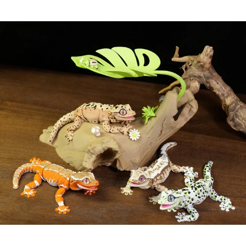 Crested Gecko Fridge Magnet 3D Printed Articulated Lizard Figurine Reptile Decor Movable Joints Kids Toy Gift