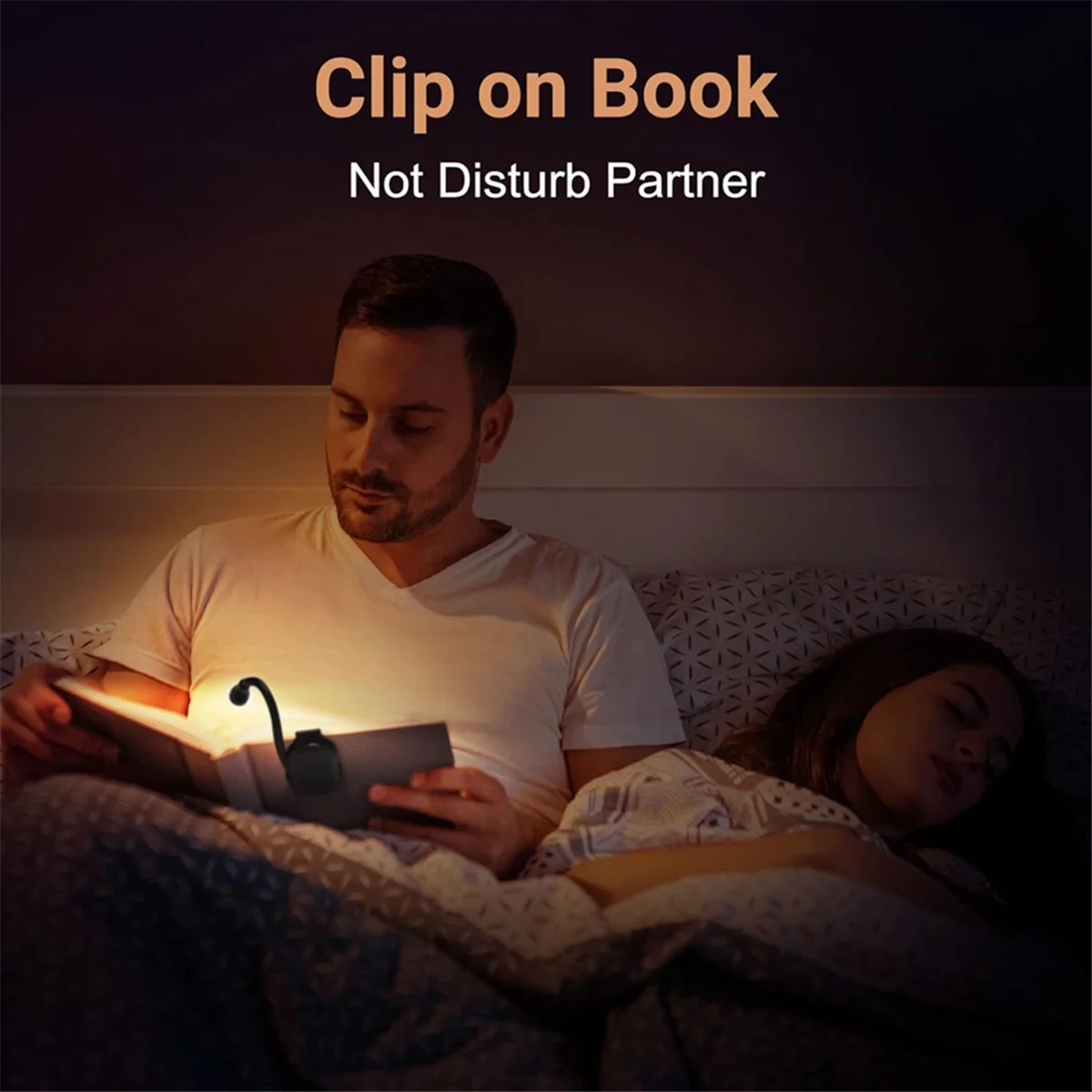 Luz de lectura de 3 colores, lámpara de lectura portátil recargable por USB para lectura en la cama, luz LED nocturna para amantes de los libros