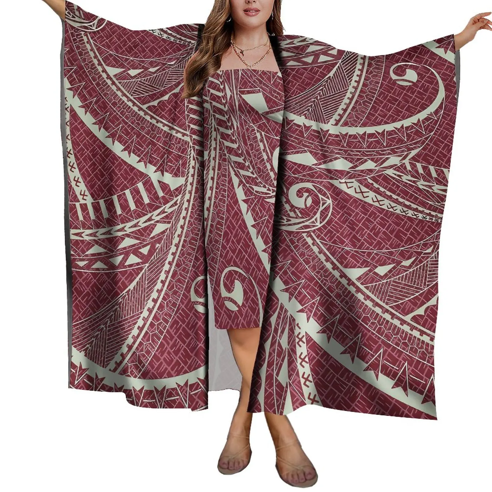 Fabriek Directe Verkoop Polynesische Tribal Retro Stijl Lage Prijs Vrouwen Beach Sarong Sjaal Lady Kwaliteit Sarong Jurken Suits