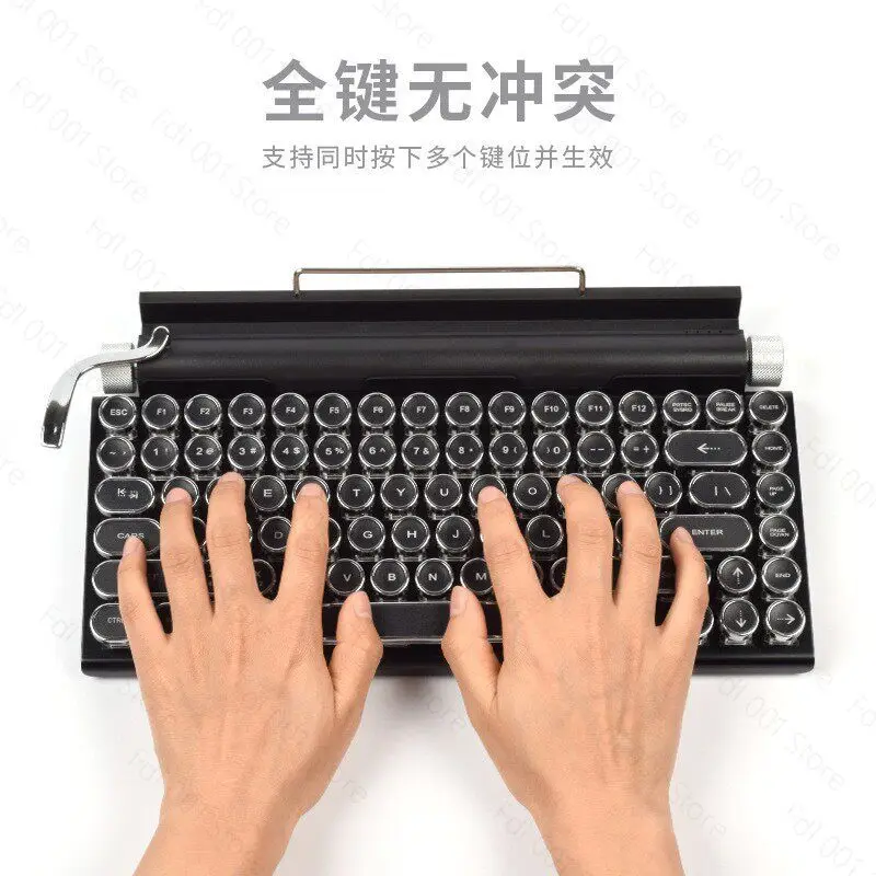 Retro typewriter steampunk wireless bluetooth dual mode mechanical keyboard computer tablet model room theme keyboard