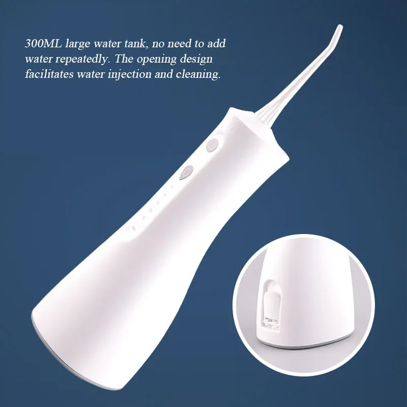 Portátil mini flusher dental elétrica abs cinco velocidades tipo pulso ajustável limpador de dentes com 300ml grande tanque de água