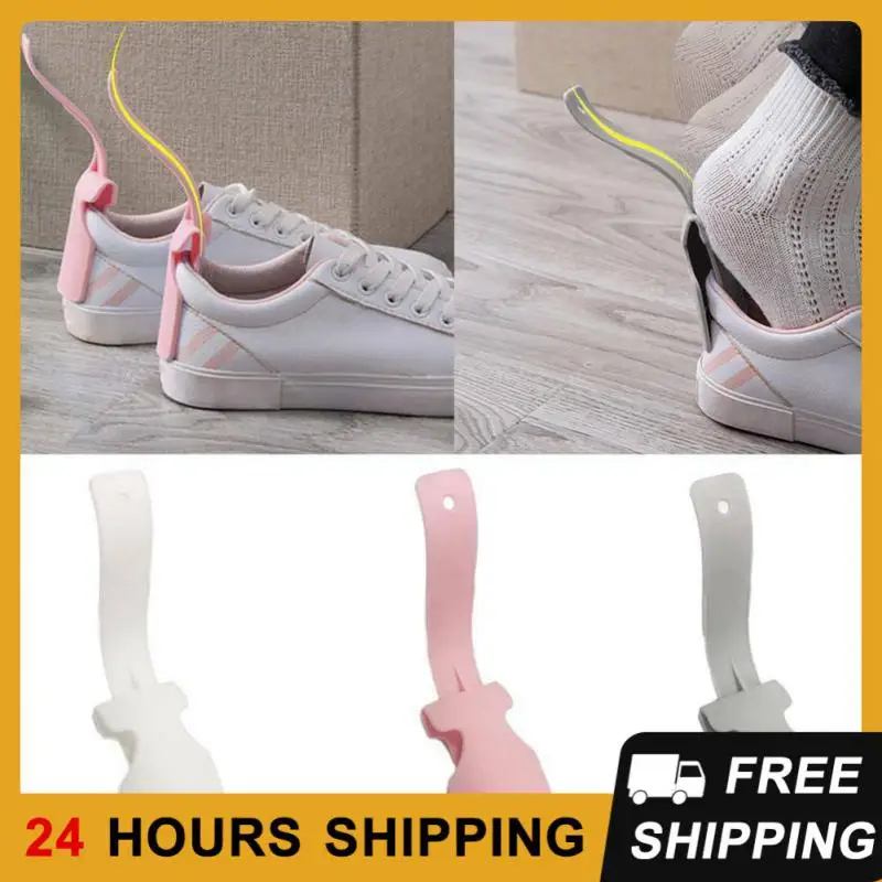 2Pcs Lazy Shoe Horn Portable Sock Shoe Slider Travel Handled Shoe Helper Shoe Lifting Wearing Helper Tool Plastic Shoehorn