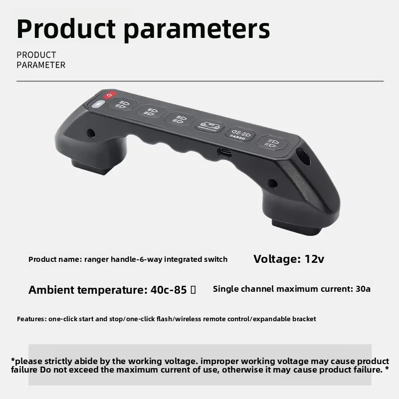 For Ford Ranger 2011-2026 Car A-pillar Handle Switch Led Spotlight 6-way Integrated Remote Control Switch Panel One-click Flash