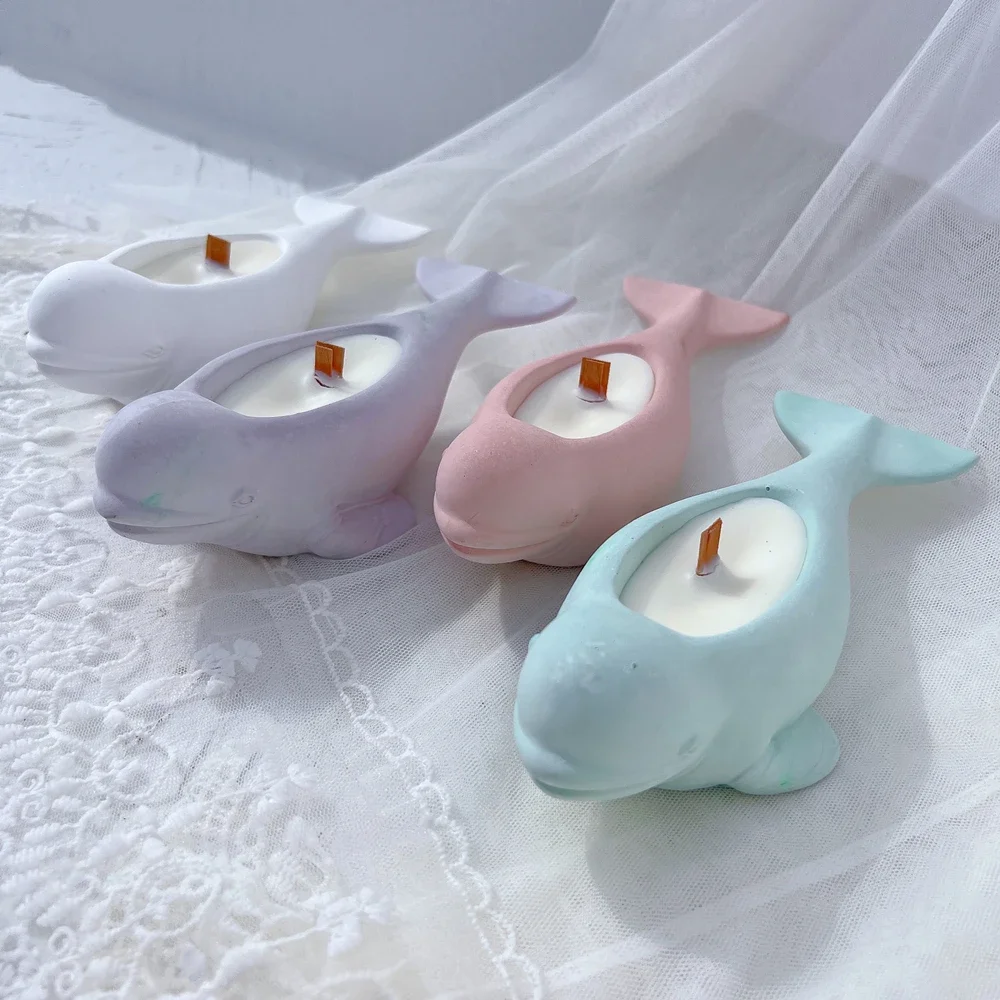 

Beluga whales Silicone Mold for Candle Holder Tea Light Cement Candlestick Jar Gypsym Concrete Succulent Planter Mould