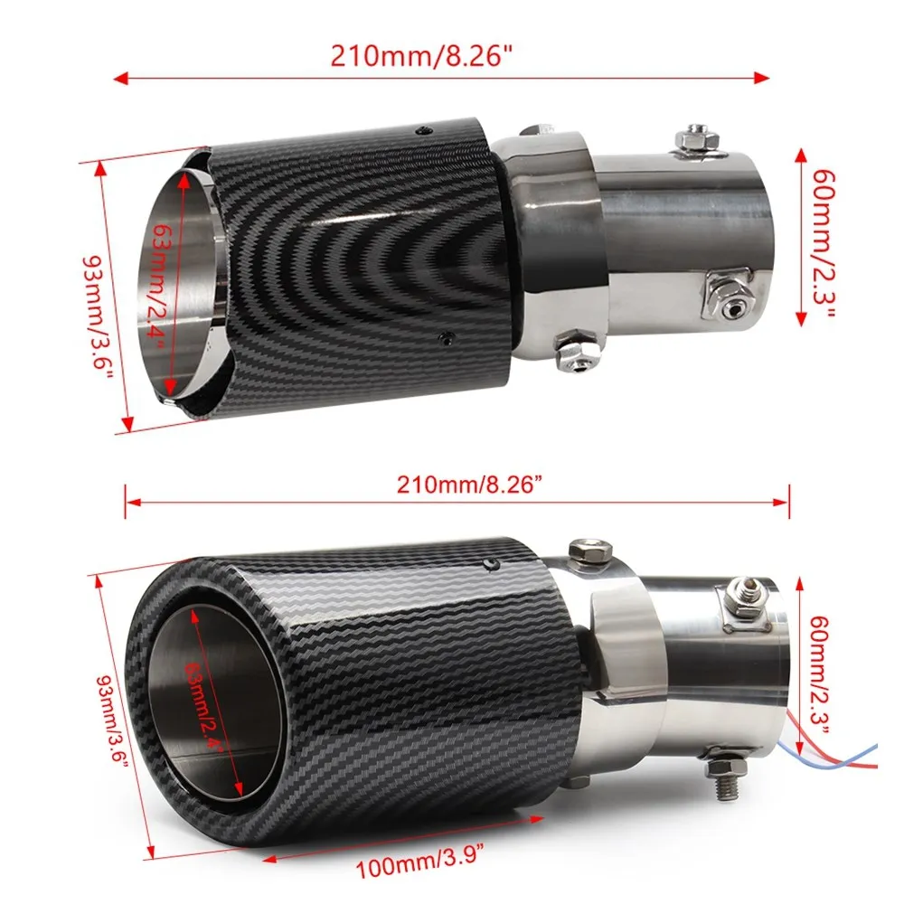 Exhaust Muffler Red/Blue Light Flaming LED Tip Pipe Straight Car Modified Single Outlet Exhaust Pipe Tail Throat Universal
