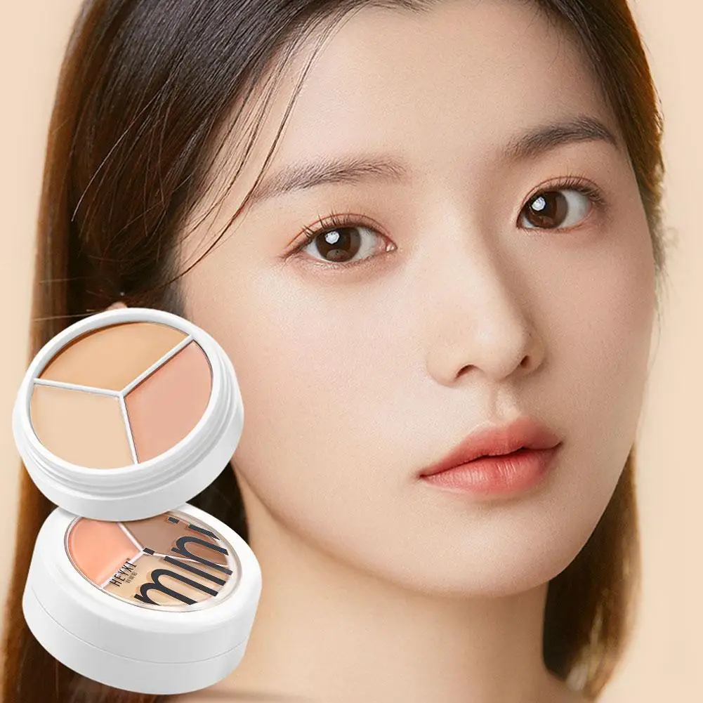

Three Color Concealer Palette Cover Dark Circles Acne Moisturizing Cosmetics Makeup Creamy Pores Texture Lightweight O1X9