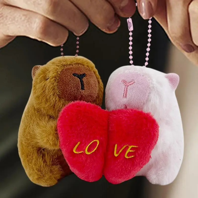 1 Pair of Magneticed Couple Capybara Plush Keychain Cute Creative Magneted Backpack Pendant Plush Toy Girls Holiday Gifts