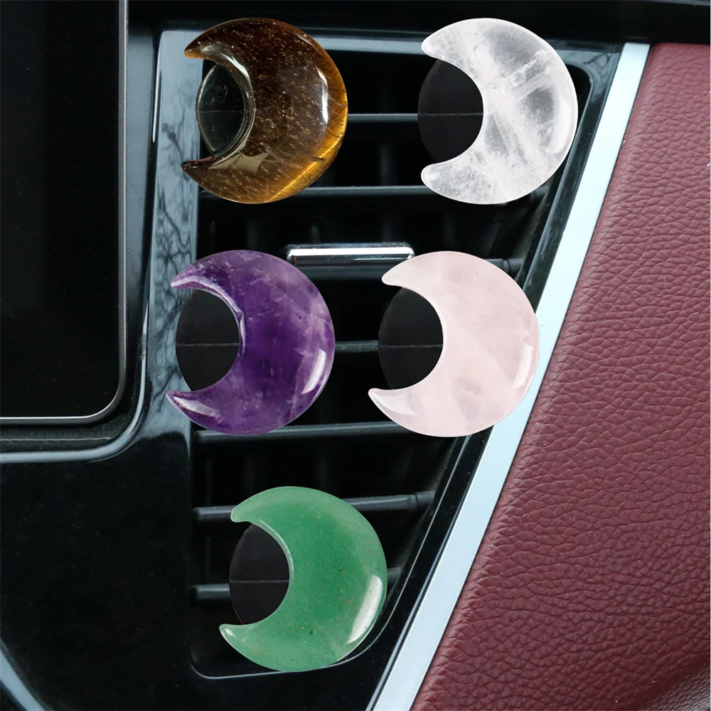 Crystal Moon Car Air Freshener Perfume Clip Women Pink Moon Interior Decoration Auto Air Conditioner Outlet Fragrance Diffuser