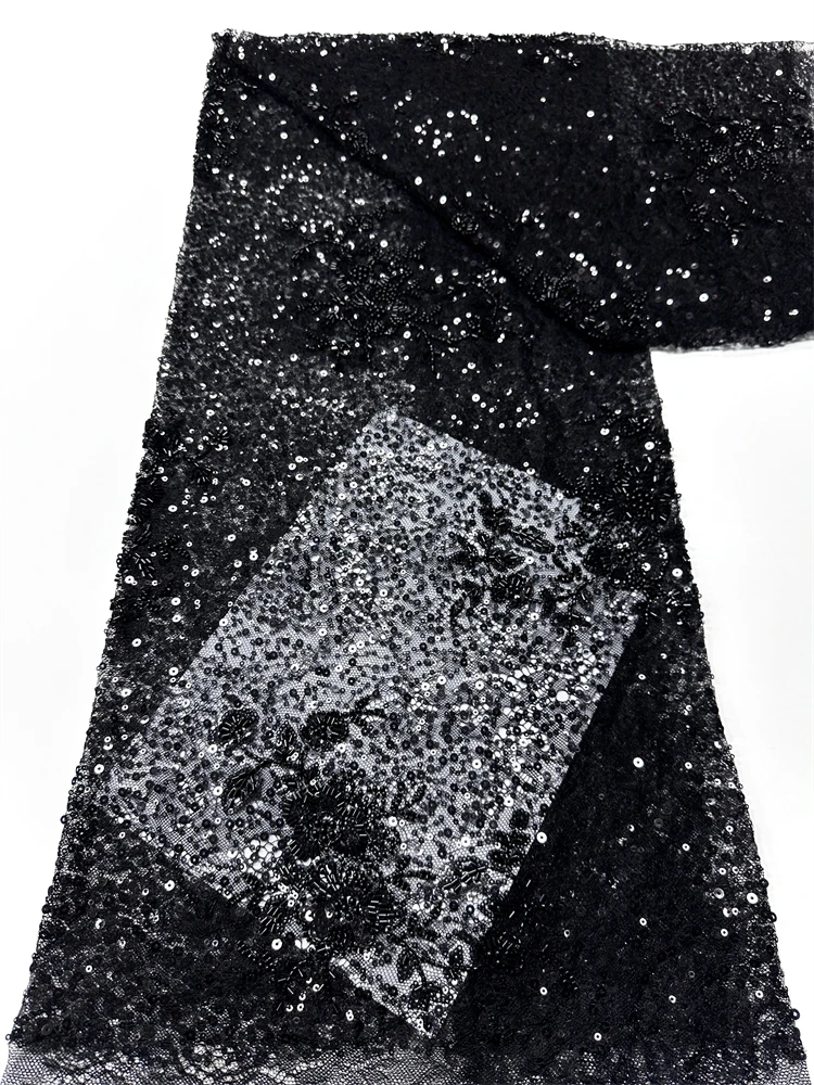 

2025 новый дизайн, африканская кружевная ткань с блестками, высокое качество, 3D французская кружевная ткань с бисером, нигерийская невеста для свадебных платьев