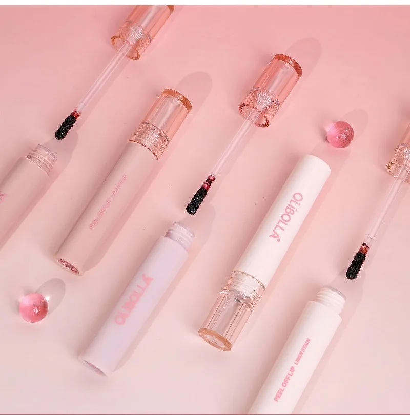 Abziehbarer Lippenstift: Langanhaltender, wasserfester, pink-roter Lippenkontur-Tint, transferfest, nicht abfärbend, für volle Lippen – Lipgloss-Make-up – Detail 15