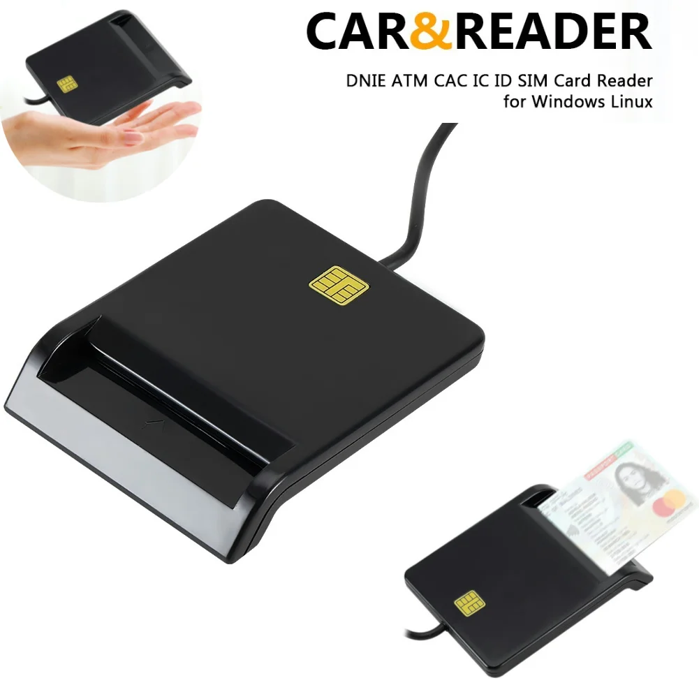 1-3Pcs USB 2.0 Smart Card Reader Portable Reliable Simplicity for DNIE ATM CAC IC ID SIM Card Cloner Connector Windows Linux