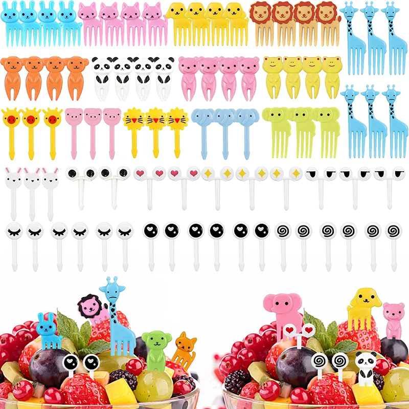 

120Pcs Animal Food Picks for Kids Children Cute Cartoon Fruit Forks Mini Food Toothpicks Sticks for Cake Dessert Lunch Box Decor