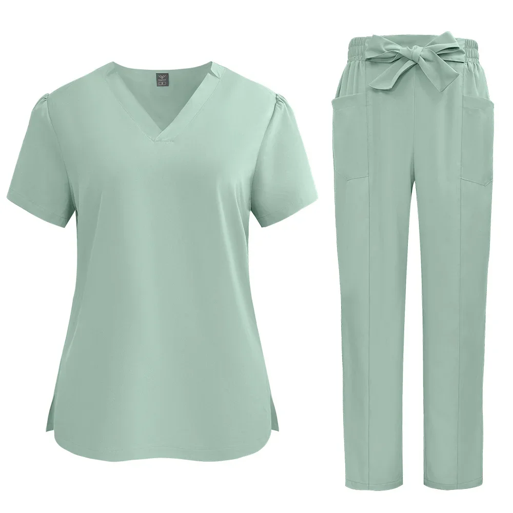 Uniforme SPA da donna ad asciugatura rapida - Abito da allattamento con nodo a farfalla per ospedale, salone di bellezza e clinica