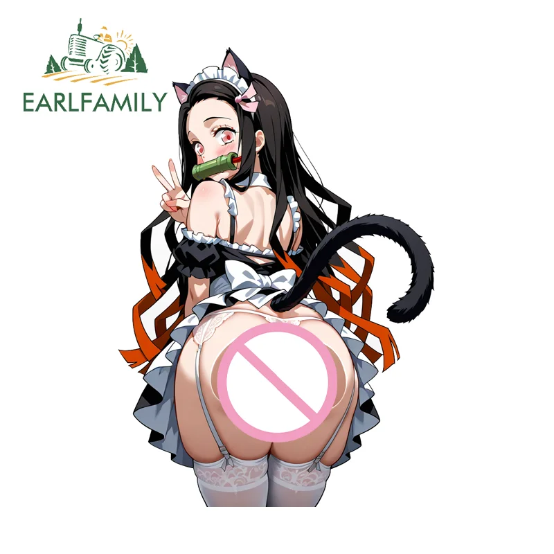 

EARLFAMILY Cute Maid Kamado Nezuko Car Sticker Hentai Butt Cat Loli Creative Vinyl Decal Car Accessories Anime Computer Decor