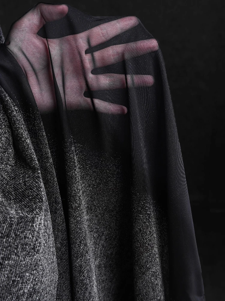 Blue Gradient Denim Simulation Silk Fabric for Creative Shirt Outerwear High-end Clothing Design Diy Sewing Cloth By The Yard