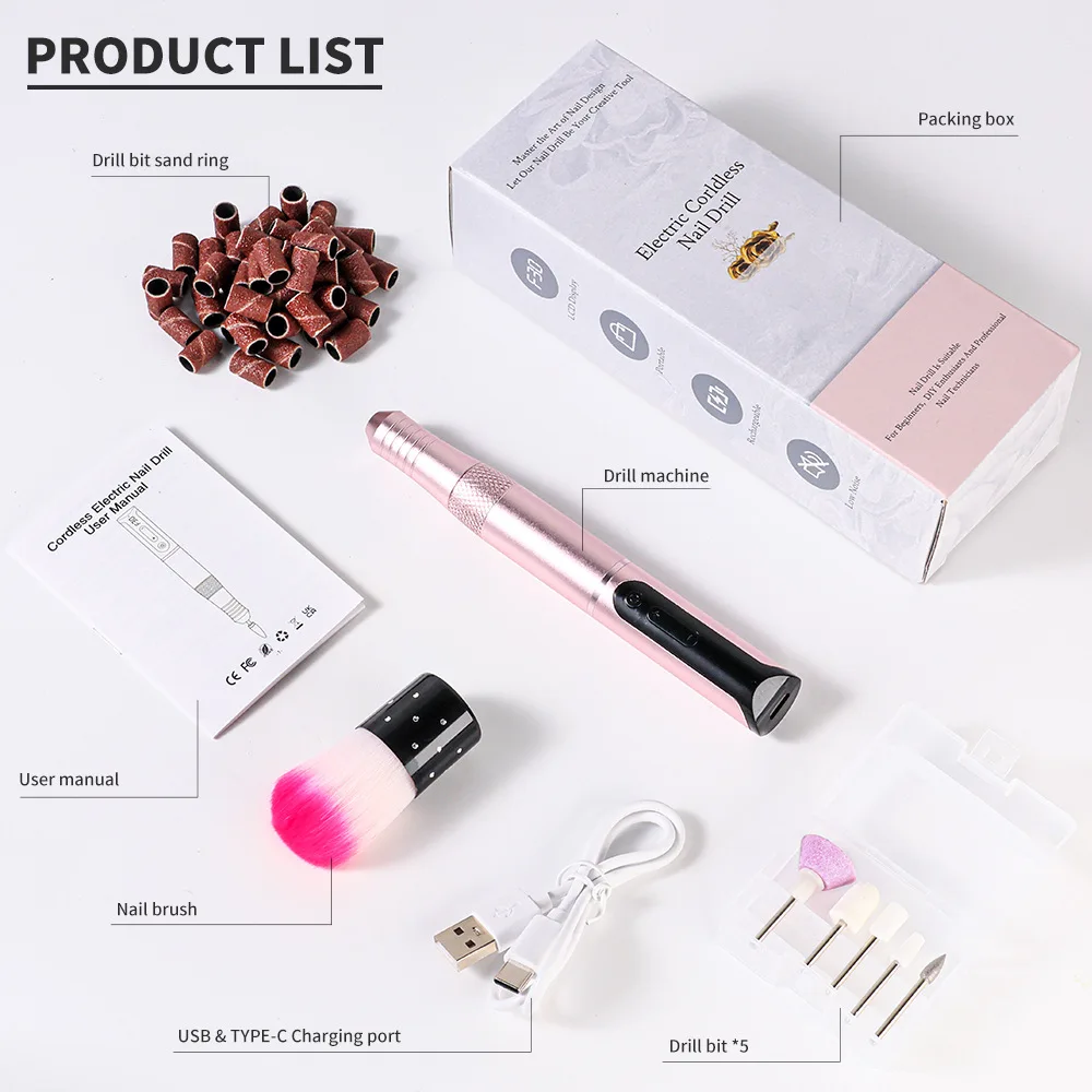 30000 RPM Draagbare Nagelpolijstmachine Speciaal voor Exfoliëren en Manicure Elektrische Nagelpolijstmachine Pen-type Polijsten Manicure Tool